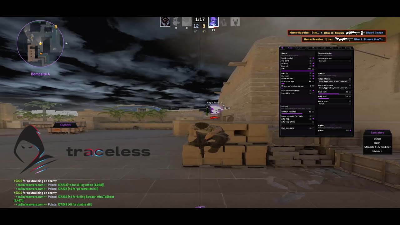 NEW PUBLIC HVH CHEAT?! - traceless cs2 highlights