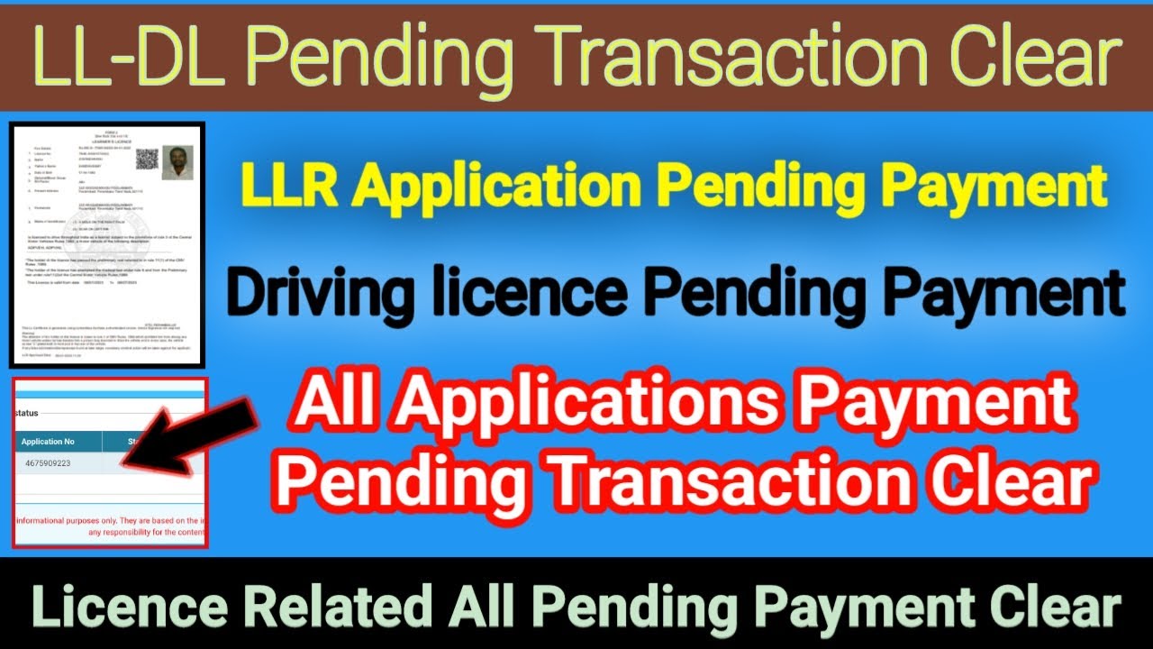 LLR and driving licence application Pending payment Transaction Clear Parivahan