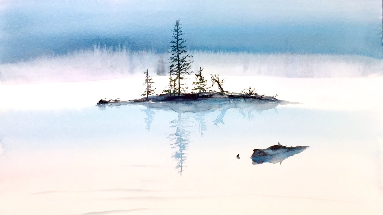Watercolor Fog on a Lake Painting Demonstration