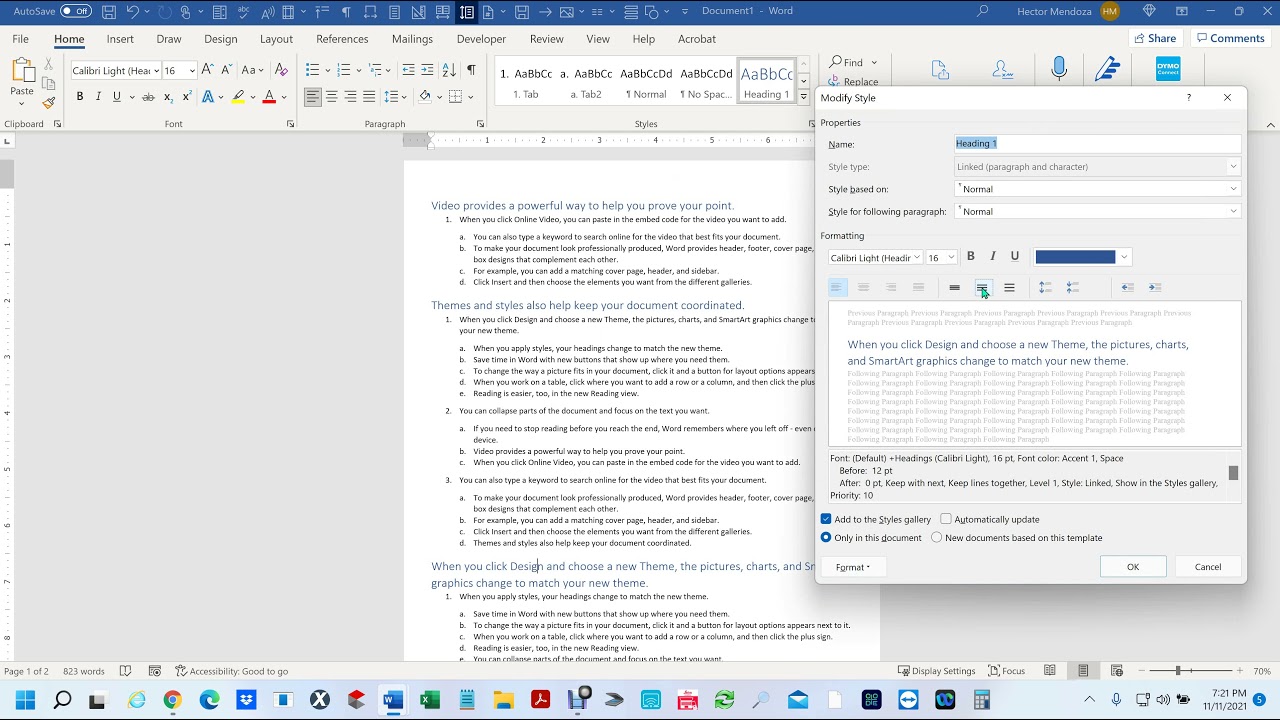 Using Styles in Word using Microsoft Office 365 (MS Word)