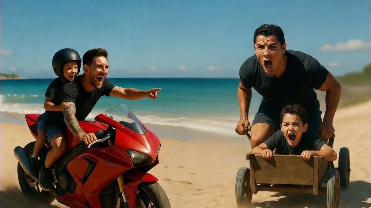 🔥 Messi Mocked Ronaldo's Wooden Cart... But Ronaldo's Epic Reply SHOCKED Everyone! 😱🏖️