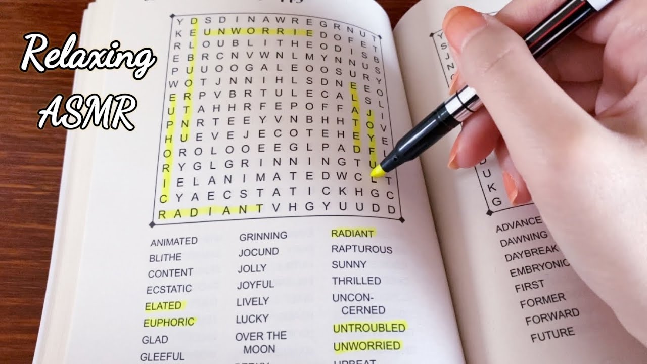 A Word Search Puzzle (book sounds, paper sounds, soft spoken/whisper) ASMR