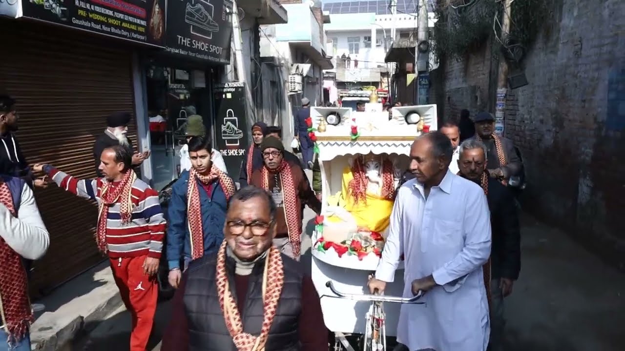 🔴विशाल शोभायात्रा|श्री गऊशाला मंदिर मे मूर्ति स्थापना एवं प्राण प्रतिष्ठा के उपलक्ष्य में#kartarpur 
