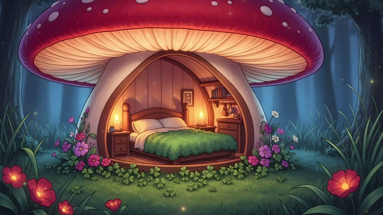 Magical Night Under the Giant Mushroom 🍄 Cozy Fantasy Lofi to Read and Relax