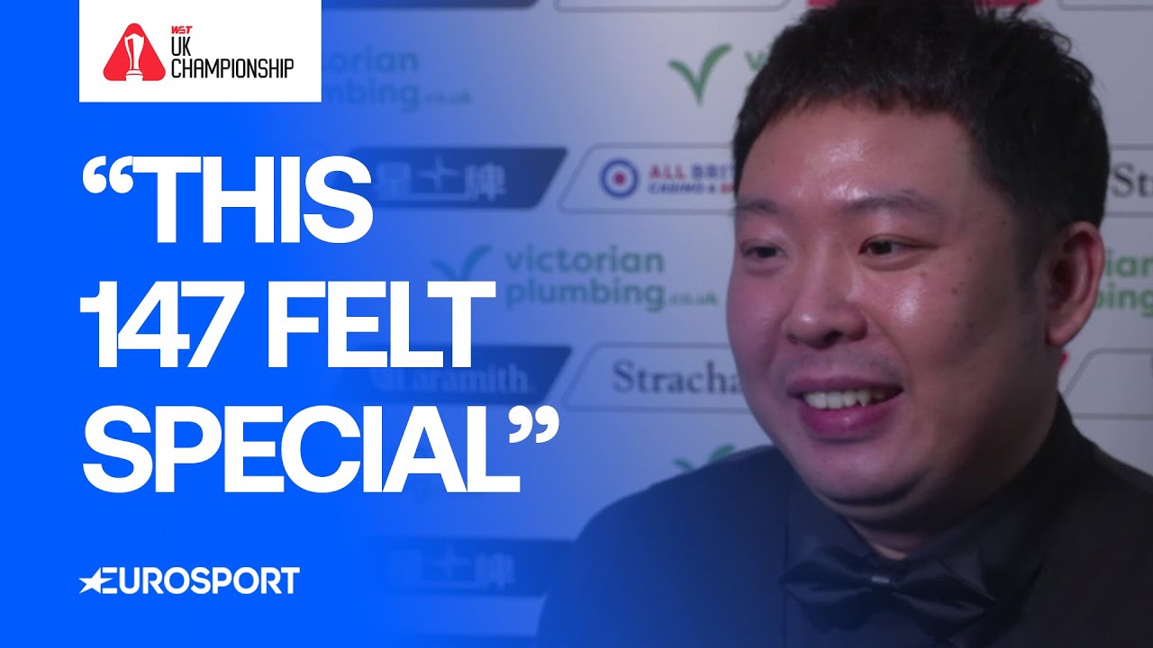Zhang Anda reacts to his magical 147 break and defeating Lei Peifan 😄 | 2024 UK Championship