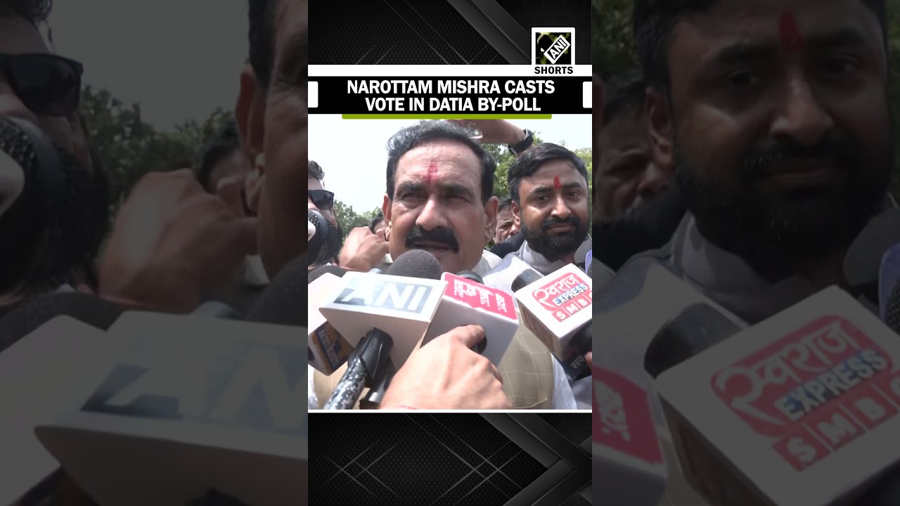 Former MP Home minister Narottam Mishra casts vote in Datia assembly by-poll