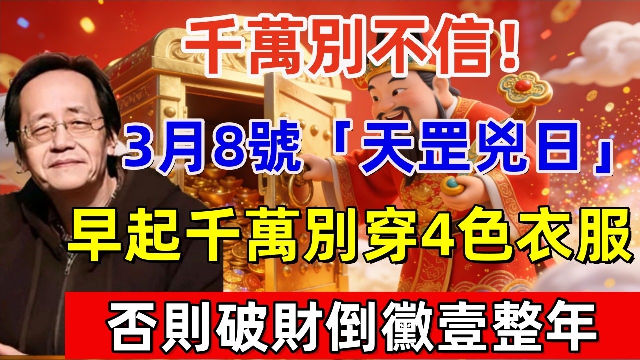 千萬別不信！3月8號，正月二十，「天罡兇日」，早起千萬別穿4色衣服，否則破財倒黴壹整年！#佛缘#风水  #佛教 #命理 #横财 #易经 #佛法 #佛陀 #佛學#运势 #因果#偏财