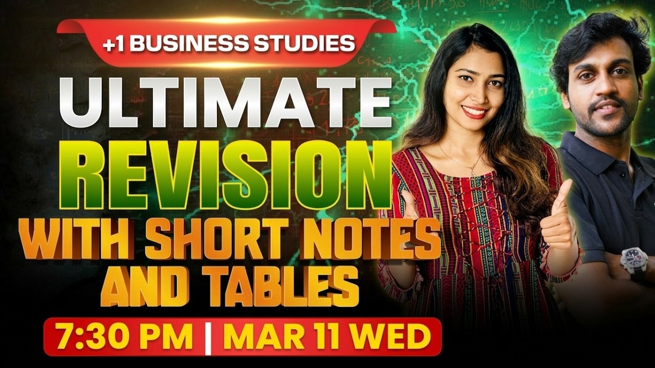 Plus One Business Studies Public Exam | Complete Revision with Short notes and tables | Exam Winner
