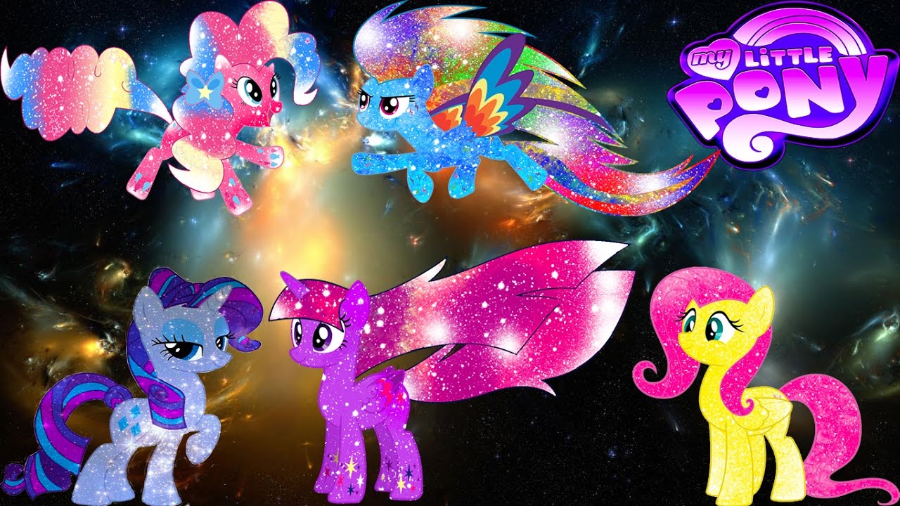 My Little Pony Mane 6 Transforms into Galaxy Rainbow Ponies Princesses - MLP Coloring Book For Kids