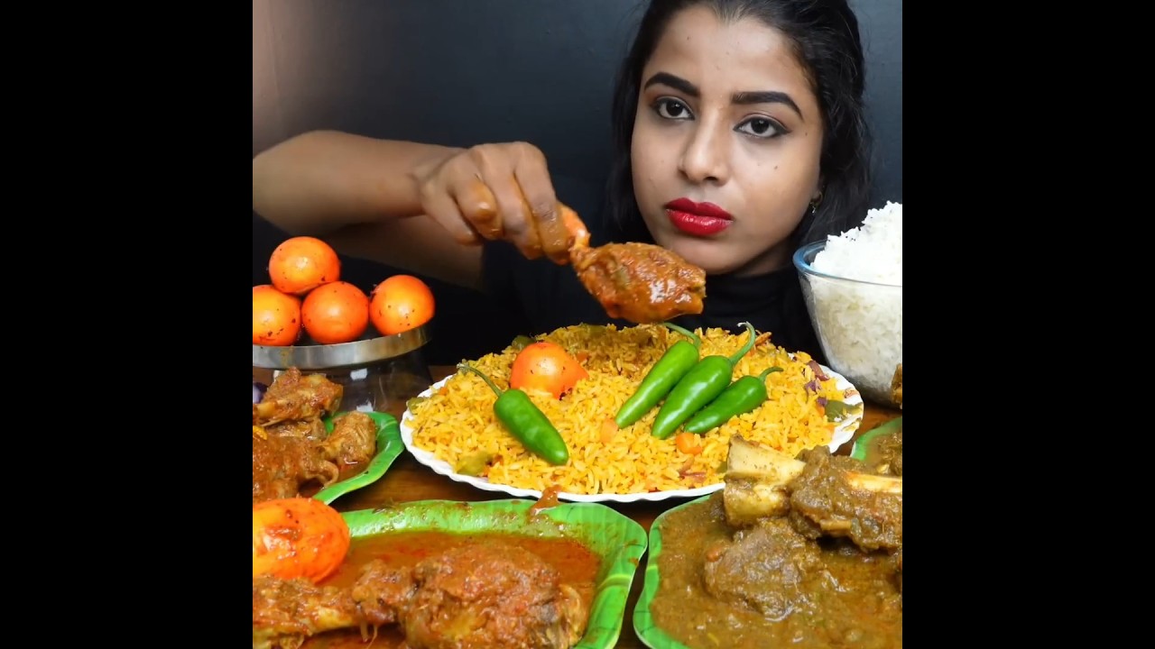 ASMR: EATING SPICY CHICKEN CURRY🔥 BASMATI RICE || 