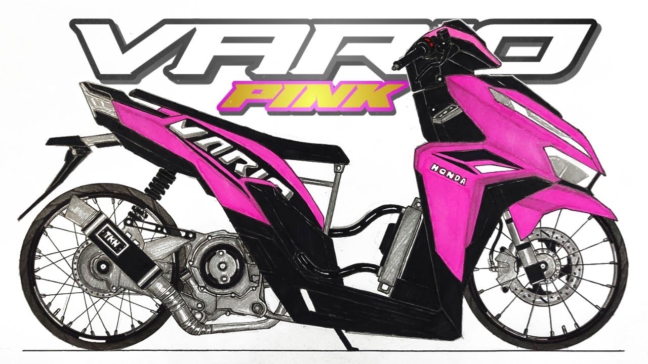 Vario Pink‼️Cara Menggambar Motor Vario drag | Lukis Honda Click 150