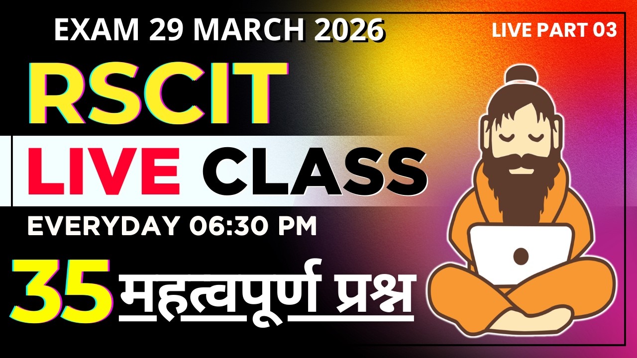 RSCIT Exam Important Questions 2026 RSCIT Live Class 03 RSCIT Computer Course RSCIT Exam 29 March 26