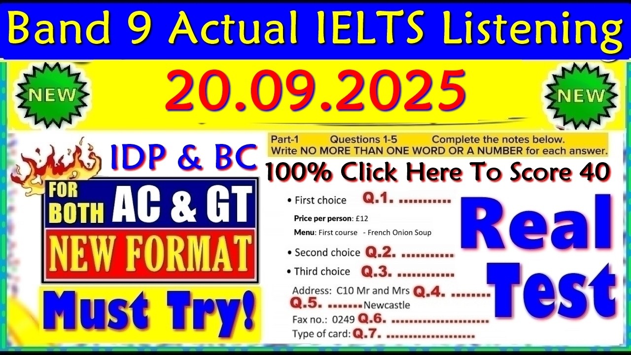IELTS LISTENING PRACTICE TEST 2025 WITH ANSWERS | 20.09.2025
