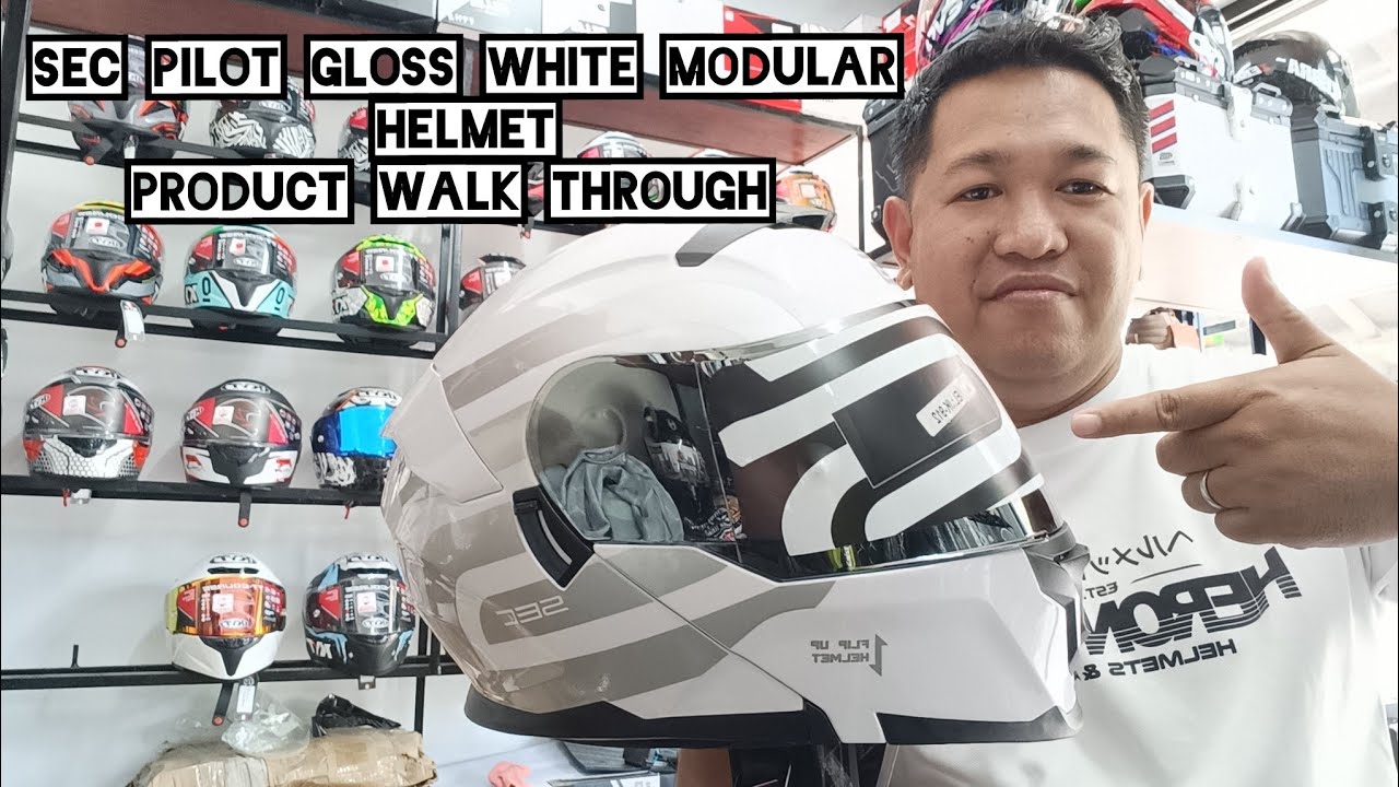 SEC PILOT GLOSS WHITE MODULAR HELMET  WALK THROUGH