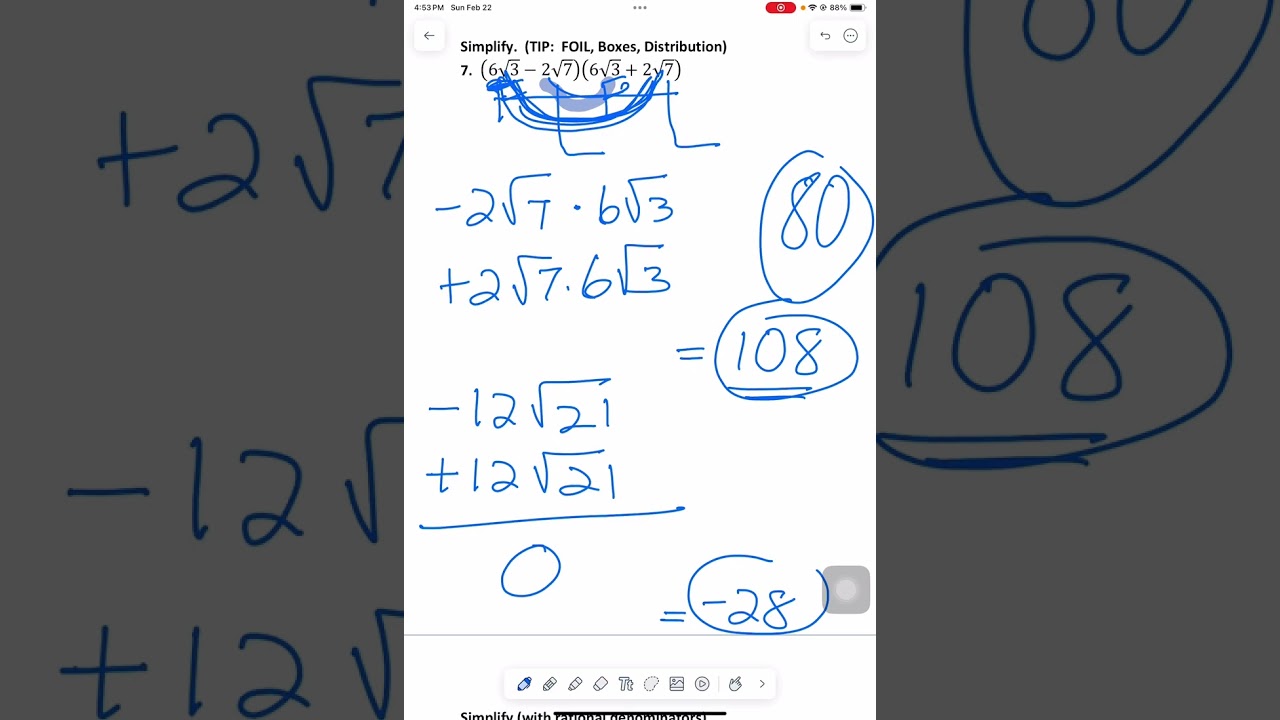 Unit 6 Simplifying Radicals: Q13 Problem 7