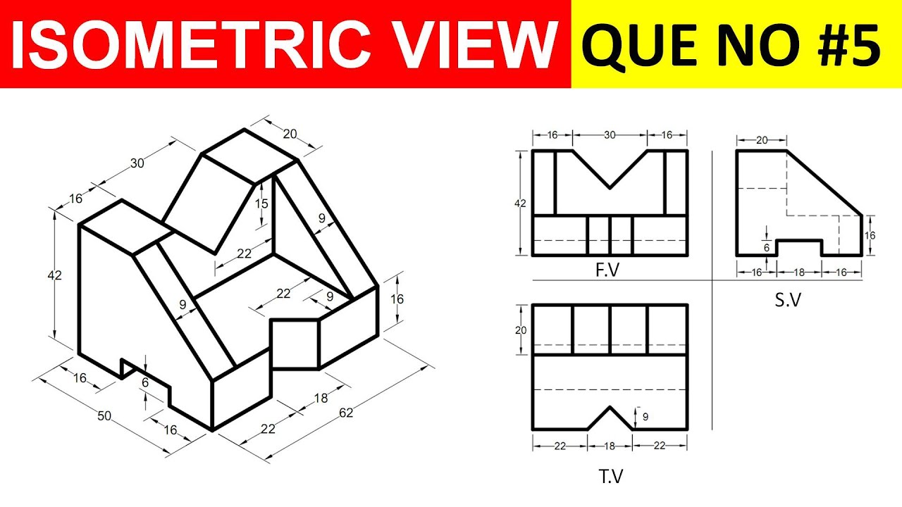 How to draw isometric drawing with the help of mini drafter in engineering drawing | que no #5￼