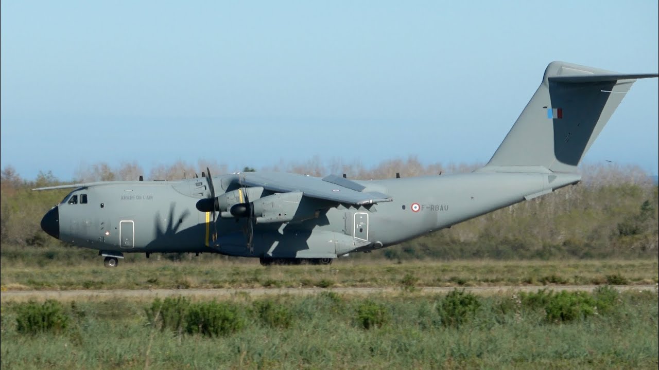 French Air Force Airbus A400M short landing and takeoff