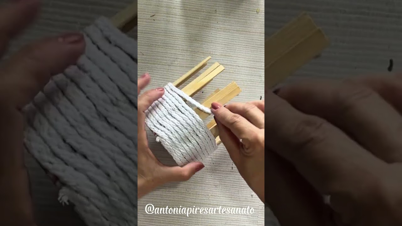 DIY Ideia de lata decorada com palito ,tecido e cordão de algodão! 