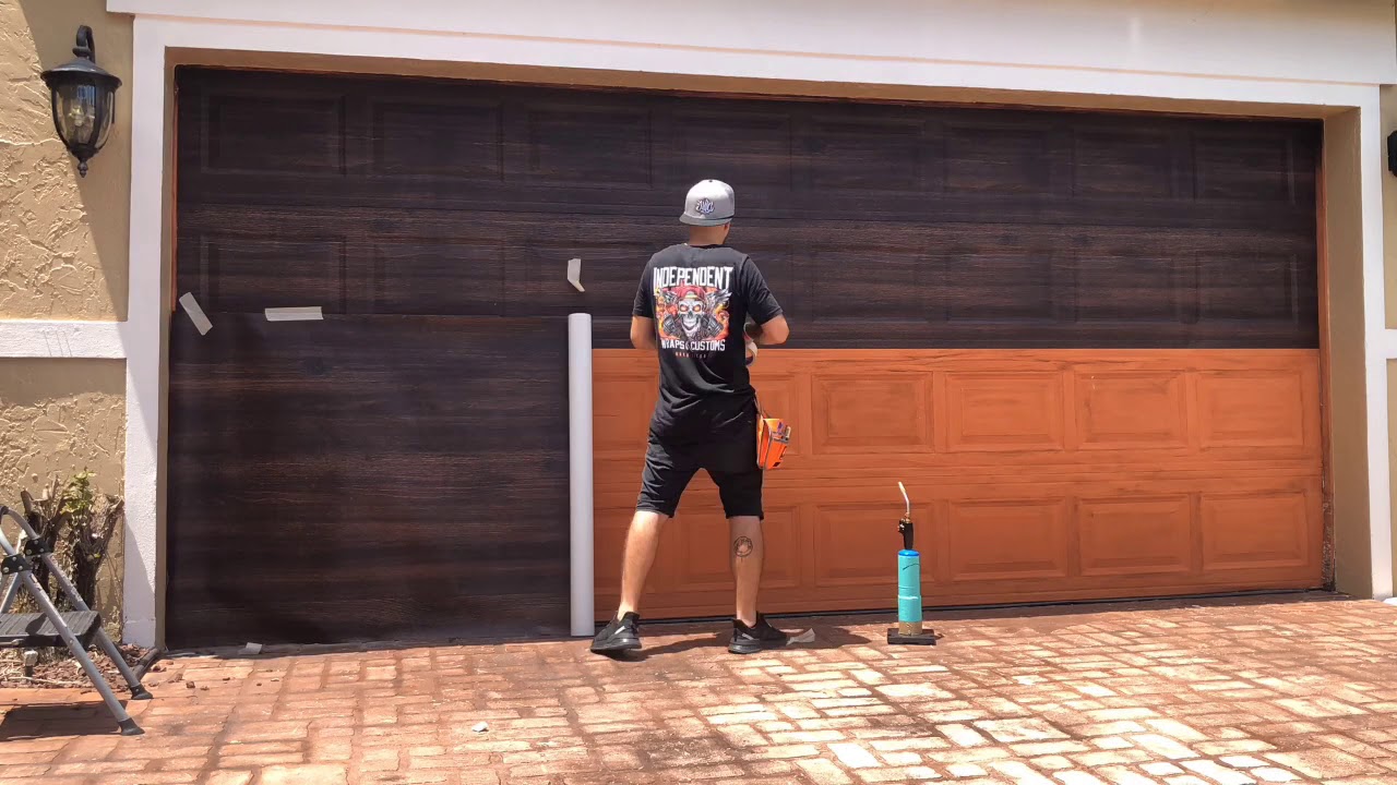 Garage Door Woodgrain Vinyl Wrap