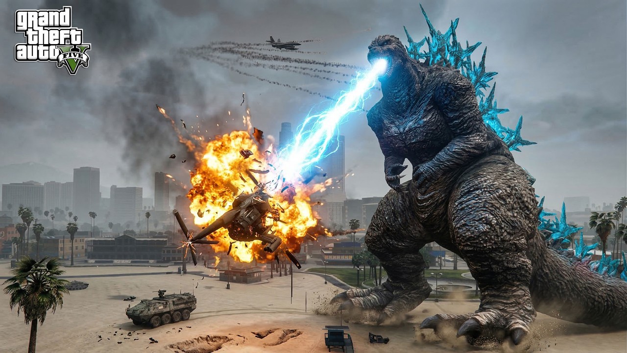 GTA 5 - Godzilla Minus One Attack The City | Godzilla Scripts