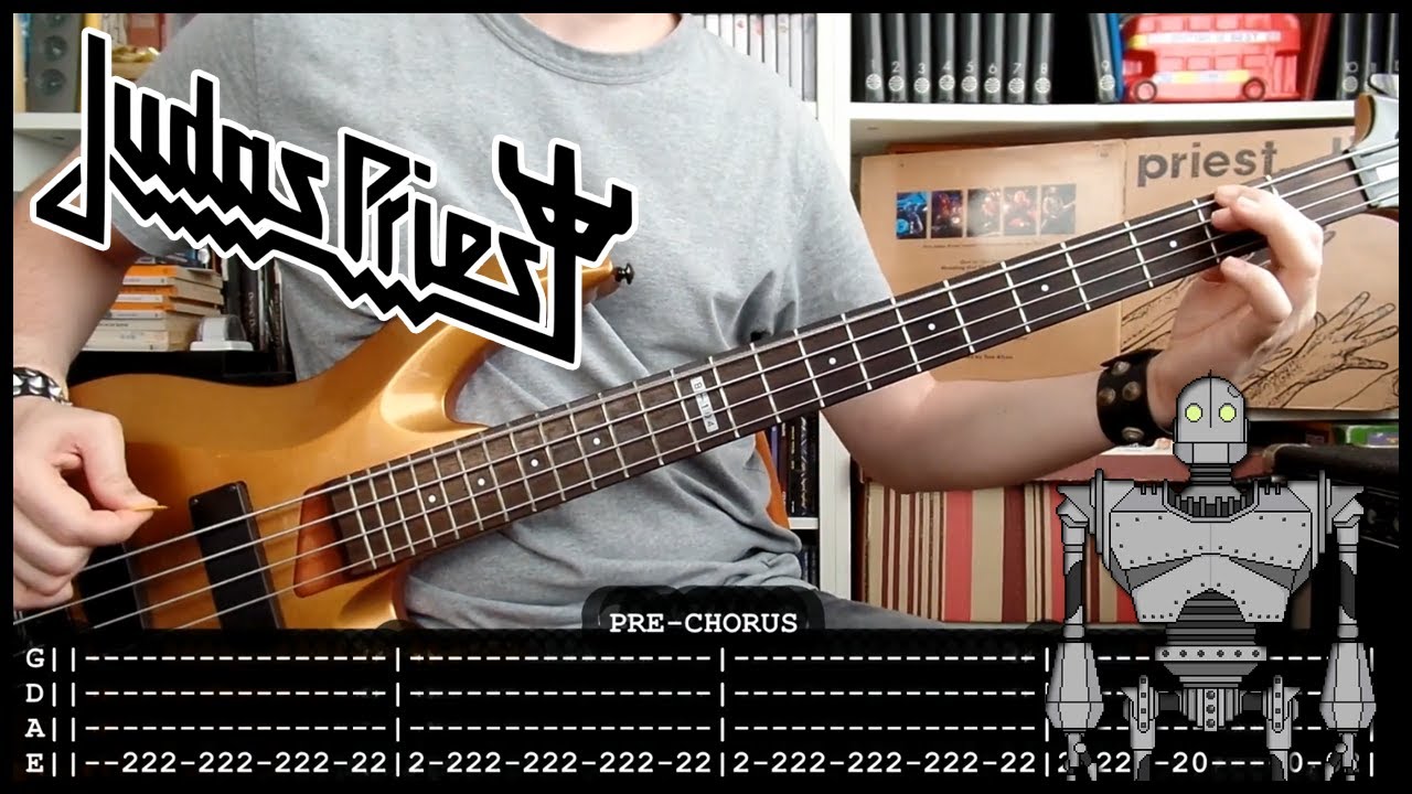 JUDAS PRIEST - Metal gods 🤖 (bass cover w/Tabs & lyrics)