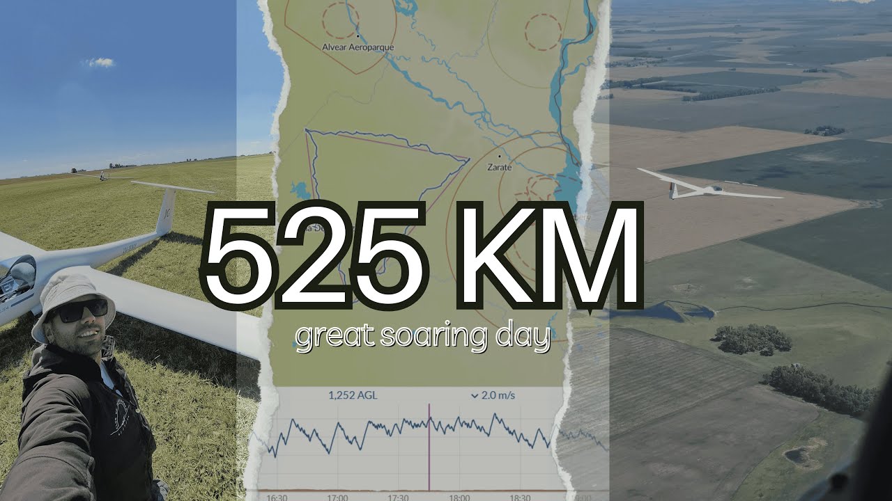 One of my longest flights! 525 kms in glider / Uno de mis vuelos mas largos, 525 kms en planeador!
