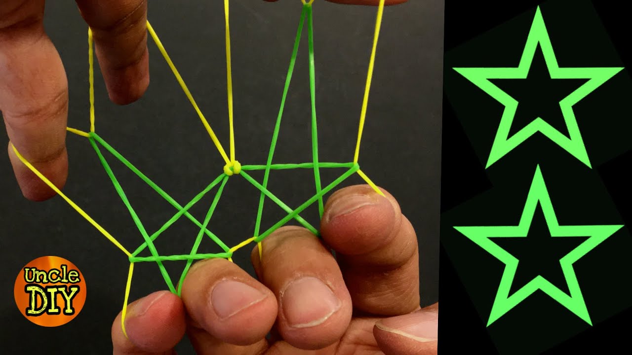 How to make double stars rubber band with 2 colors trick. 如何把橡皮筋做成双星星。