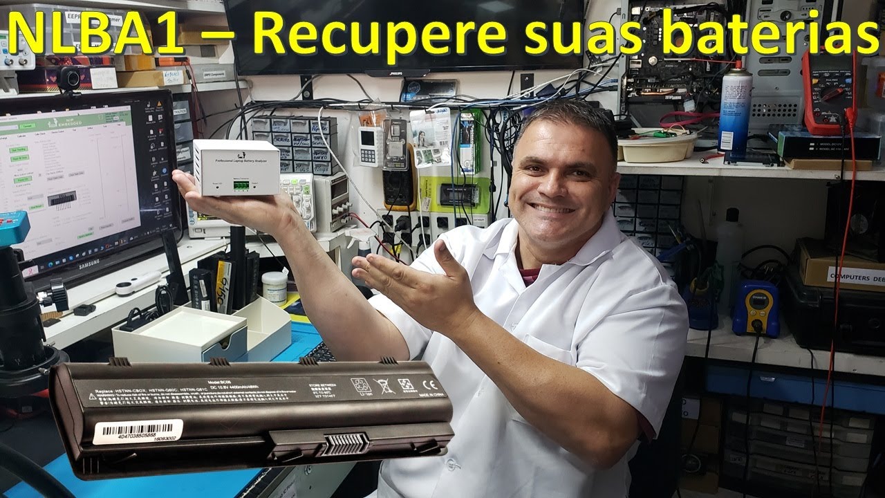 Recuperação e análise de baterias de notebooks com o NLBA1. Unlock laptop batteries using NLBA1.