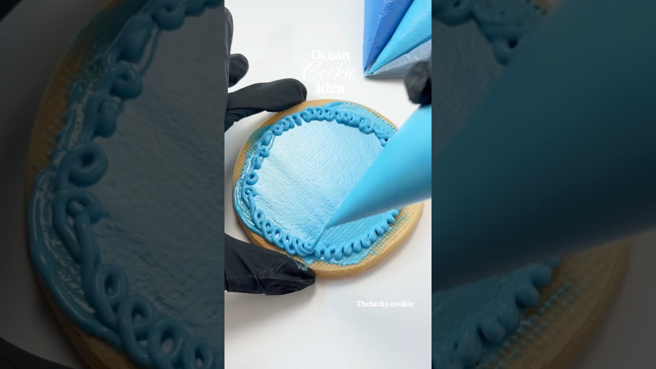 Ocean Cookie Idea 💙 Recipes and Cutters link in bio #cookiedecorating #satisfying #asmr #ideas
