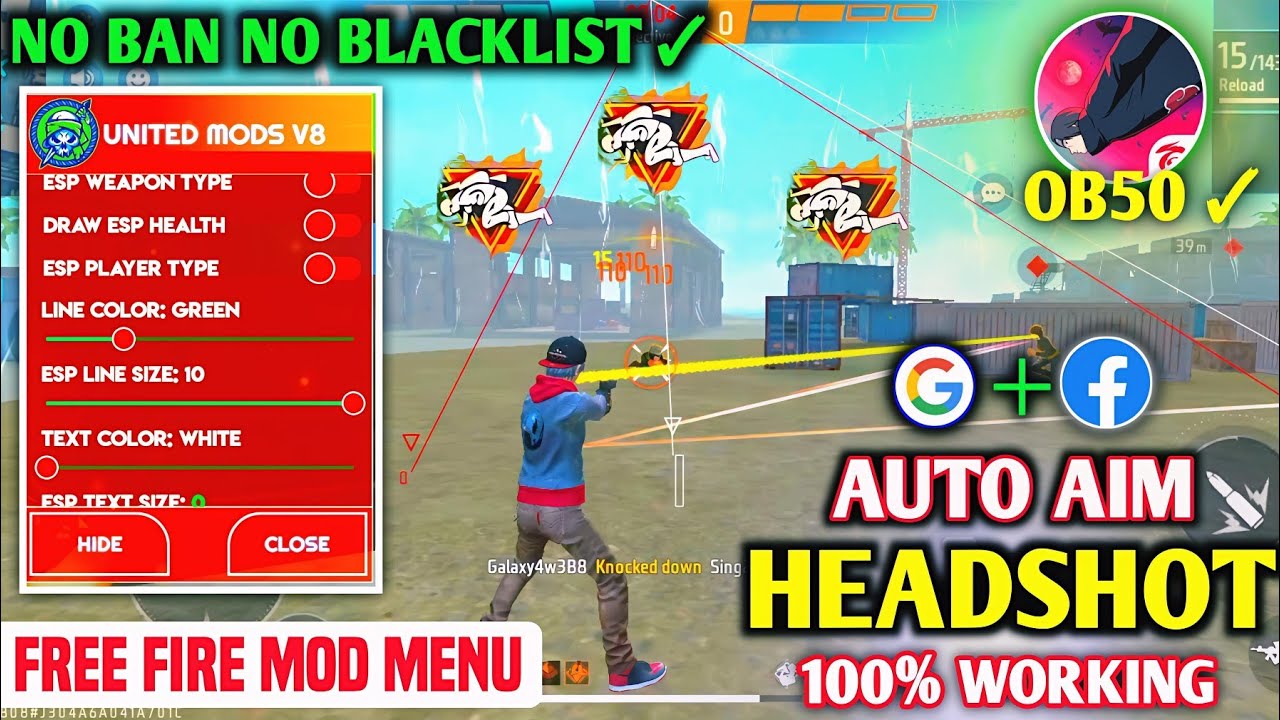 FREE FIRE MOD MENU HACK ✅ UNITED MODE LT FREE FIRE 🔥|| NO BAN NO BLACKLIST MOD 100% WORKING ✅
