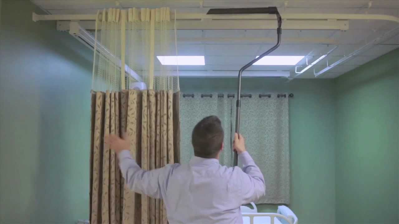 The On The Right Track cubicle curtain and Grabber