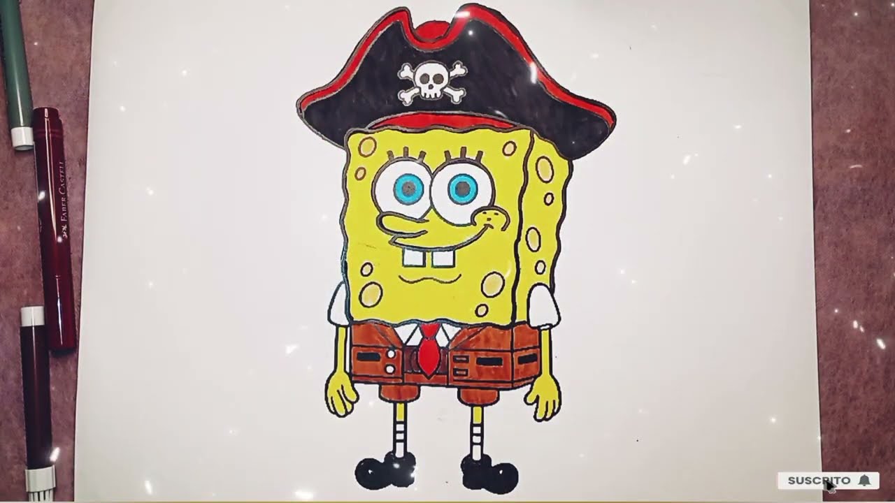 Colorea a Bob Esponja Pirata 🖍️🏴‍☠️ | Arte divertido y relajante #bobesponja #bobesponjalapelicula