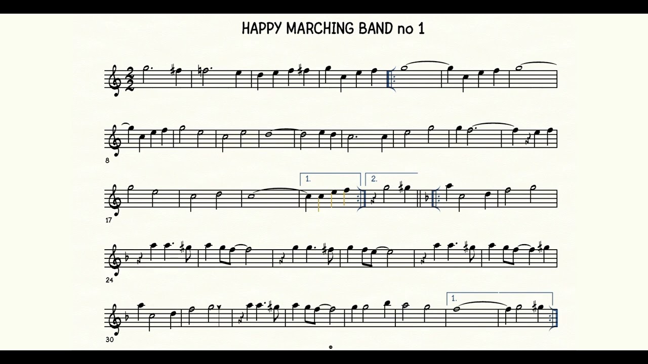 Happy Marching Band no 1 - Play Along, Backing Track for Es instruments (Alto Saxophone)