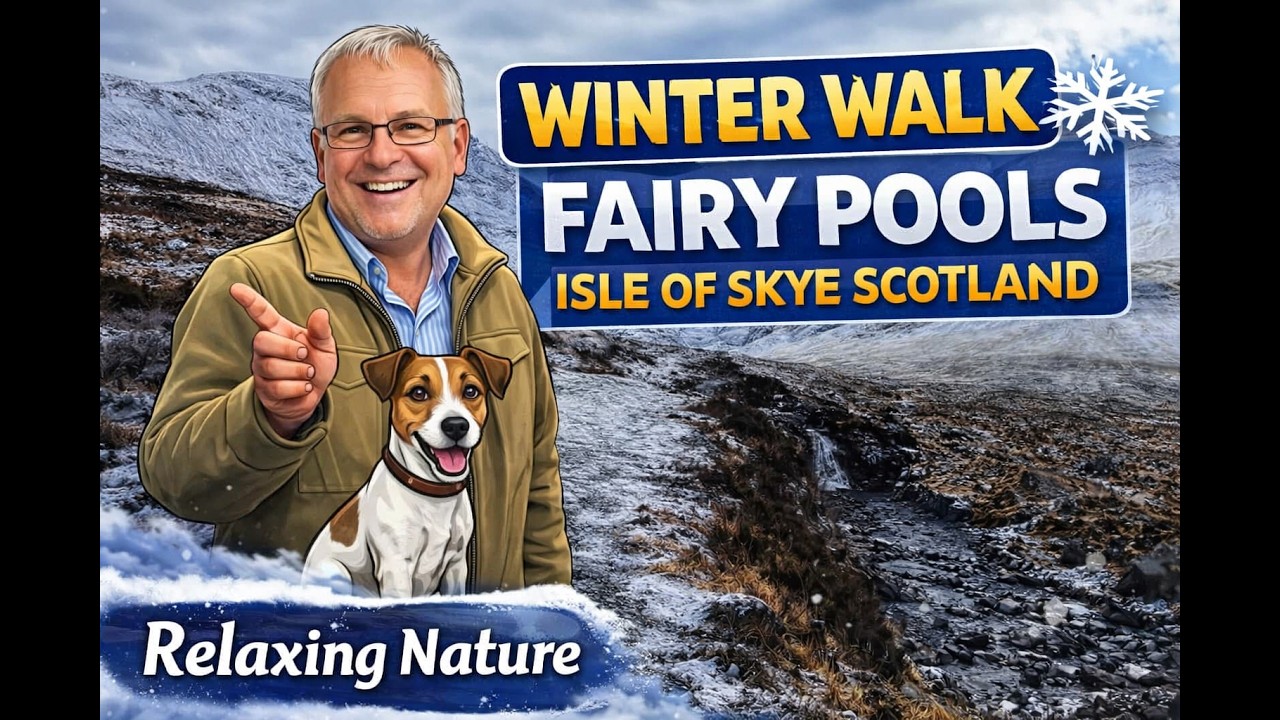 Fairy Pools Isle of Skye Winter Walk ❄️ Calm Snowy Scotland with Dog | Relaxing Nature