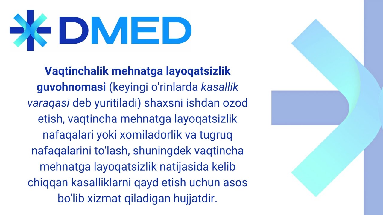 DMED - Bemorni Kasalliq varaqasini yaratish