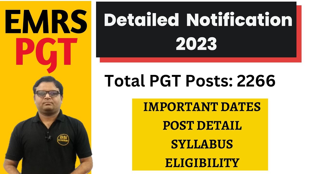 EMRS Vacancy 2023 Official Detailed Notification | EMRS PGT Computer Science 2023