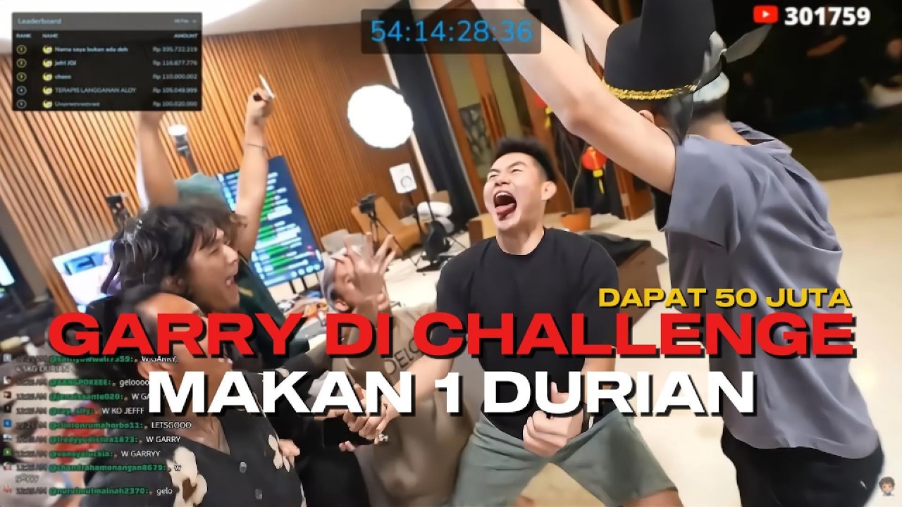 YB - MOMENT GARRY DI CHALLENGE MAKAN 1 DURIAN & BERHASIL DAPAT PULUHAN JUTA,GG GARRY ❗❗ Pt.II 😱😱