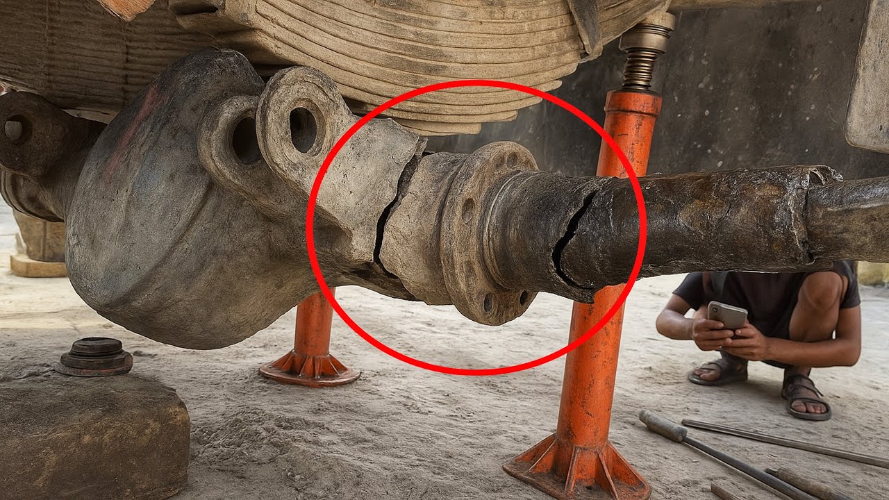 Beneath the Weight: A Mechanic’s Challenge Cracked Axle Under Repair
