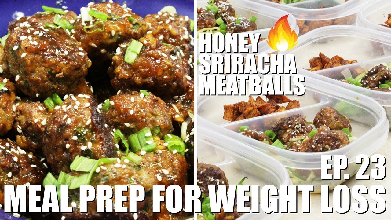 Meal Prep For Weight Loss | Honey Sriracha Meatballs and Zucchini Noodles (Spaghetti)