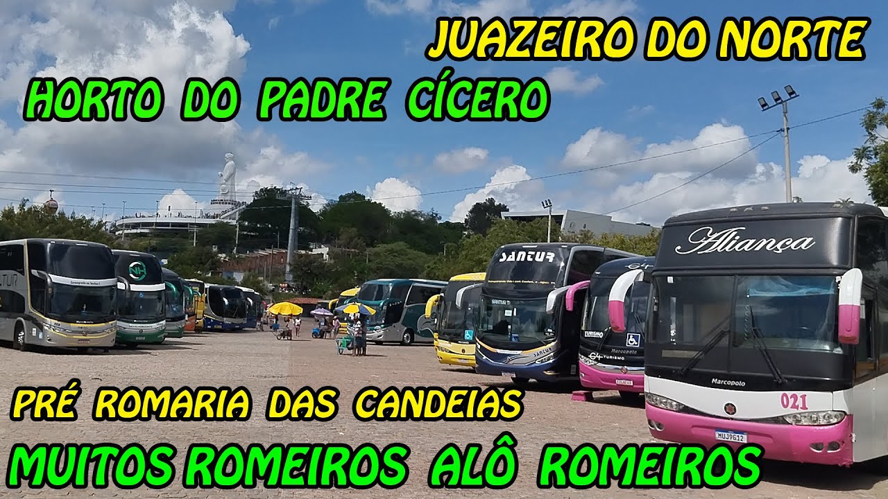 VEJA ROMERIOS  DE NOSSA SENHORA DAS CANDEIAS MUITOS ÔNIBUS NO HROTO DO PADRINHO JUAZEIRO
