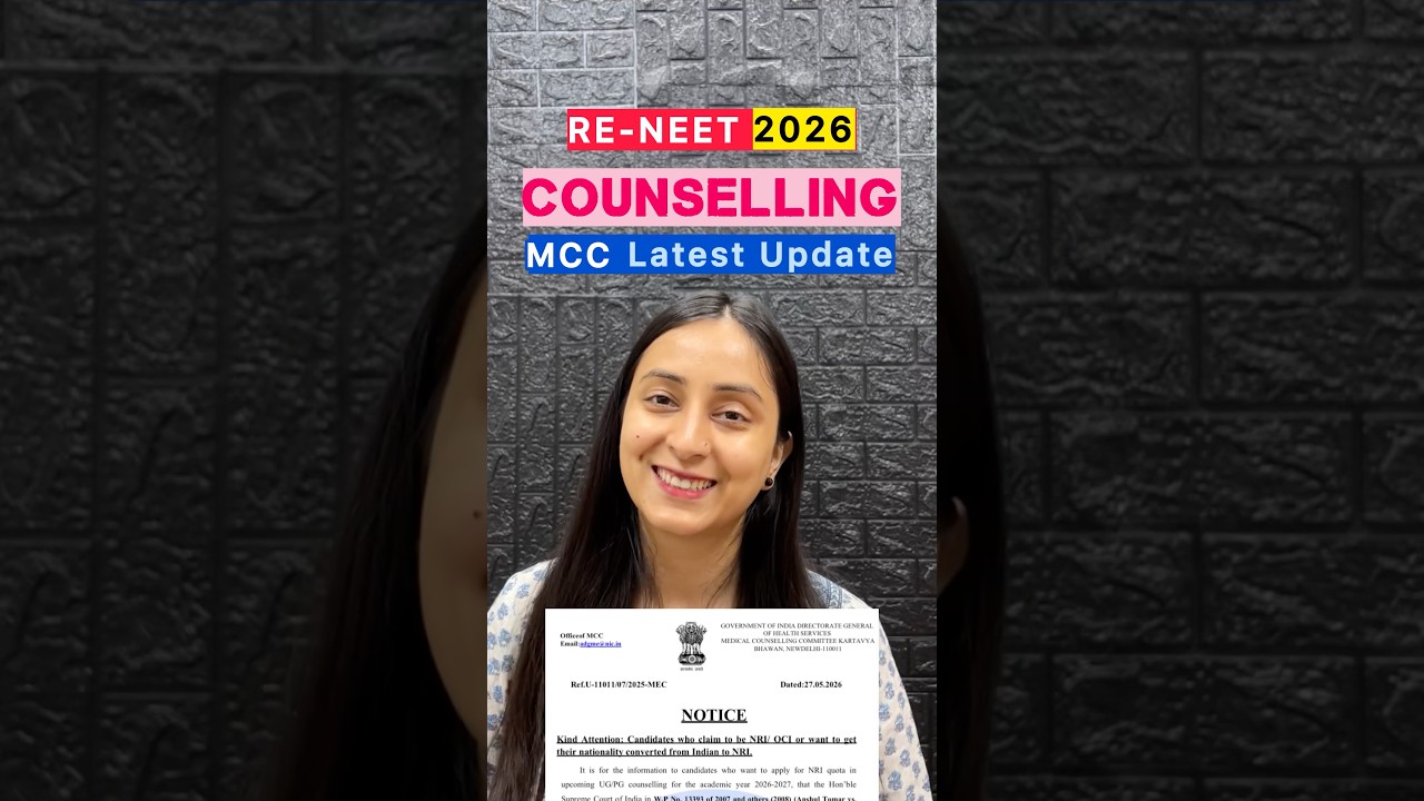 RE-NEET 2026 Counselling Notice 📝 #reneet2026 #neet2026 #mcc #counselling #latestupdate #nri #yt