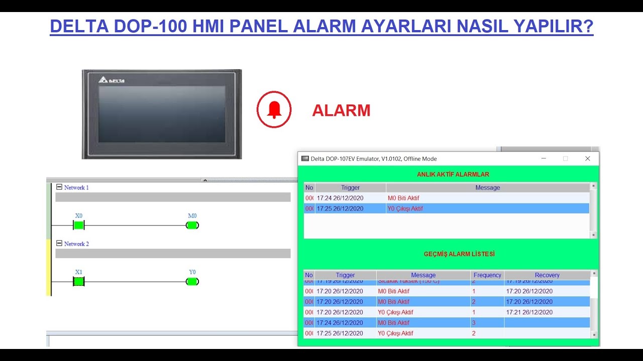 16- DELTA DOP-100 HMI  PANEL ALARM AYARLARI YAPIMI-1 #hmı #plc  www.elektricotomasyon.com.tr