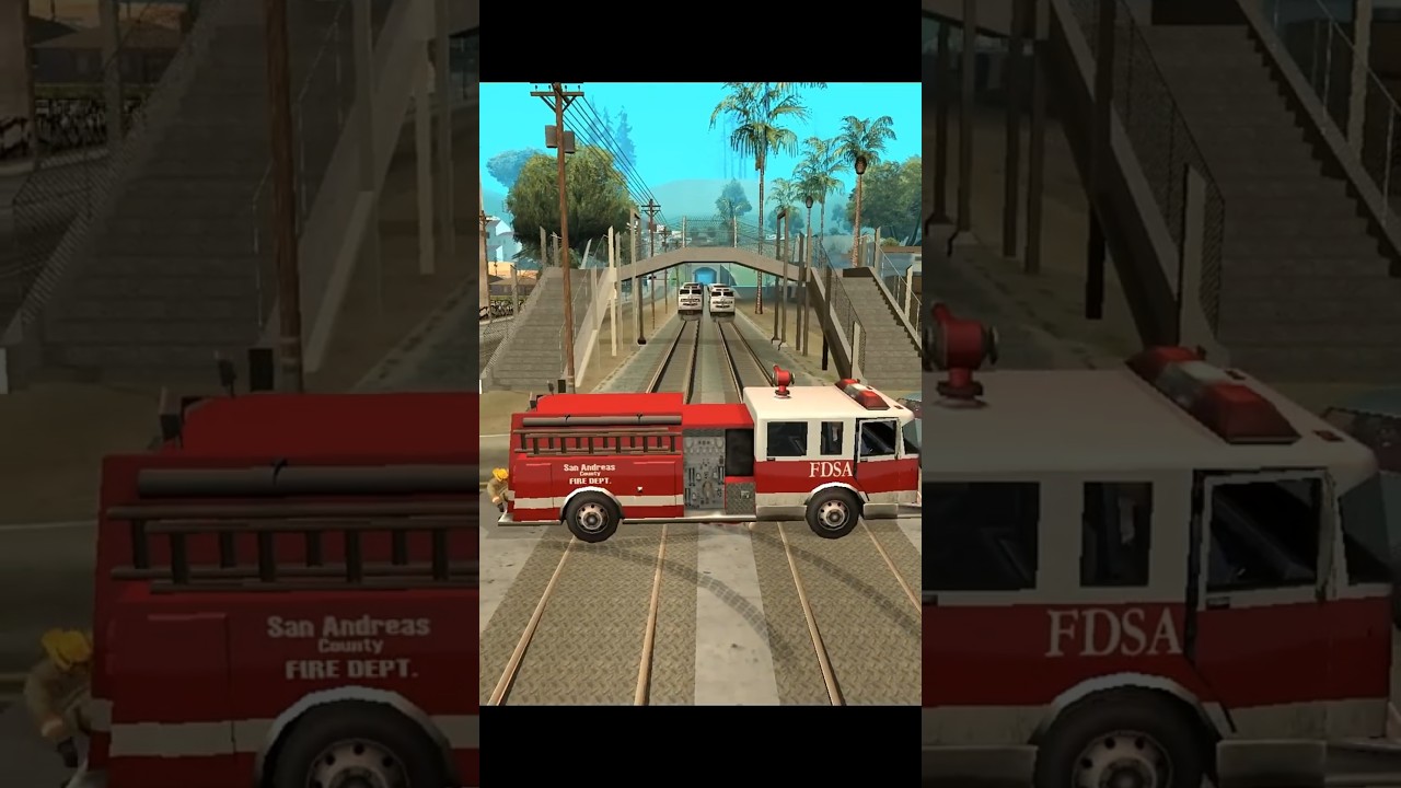 GTA San Andreas: Crazy Train Stunt & Fire Truck Launch!