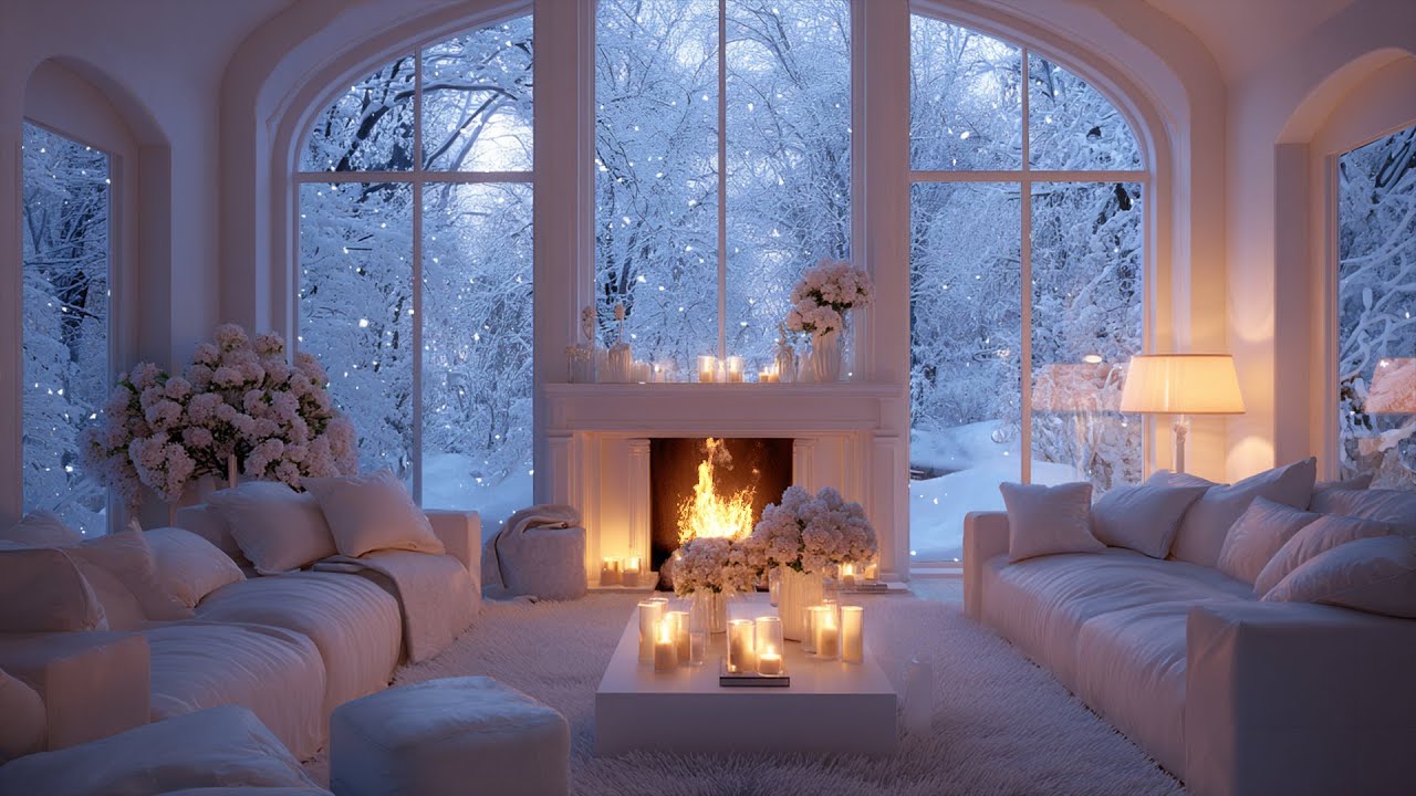 Snowy Firelight Piano 🎹 Winter Soundscape for Meditation and Emotional Stillness