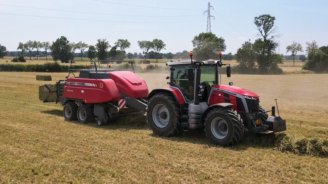 8S AU PRESSAGE DE LUZERNE 🌿 DANS LA DOMBES 🔴⚪️ // MF 8S 205 & MF 2270 XD //