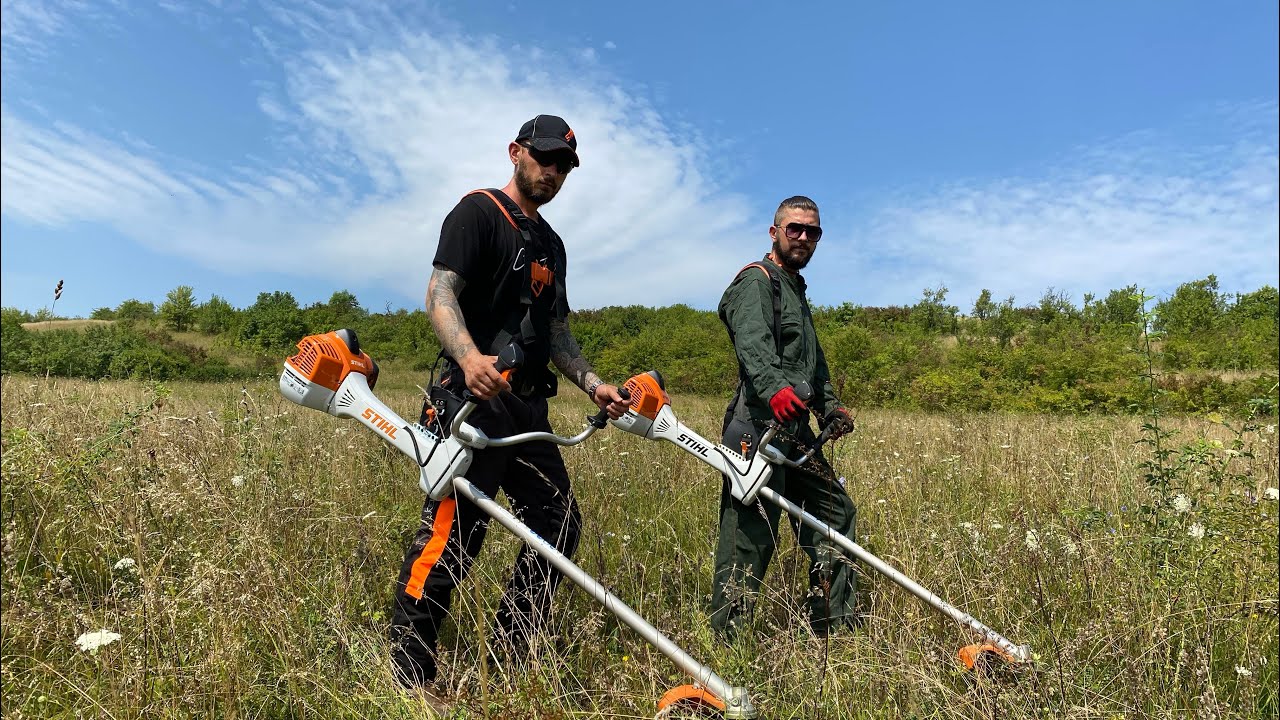 Stihl Fs 560-C working side by side with Stihl Fs 511-C with 350 mm brush knife.( Full English.)