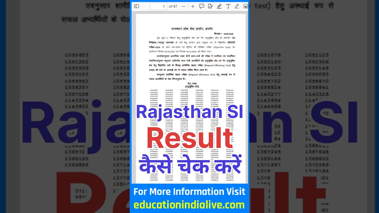 Rajasthan SI Result 2026 Kaise Dekhe ? How To Check Rajasthan SI Result 2026