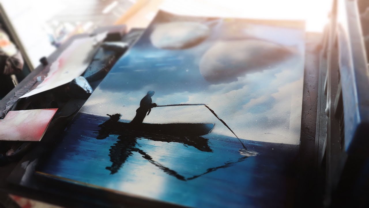 The Night Fisherman - Spray Paint Art