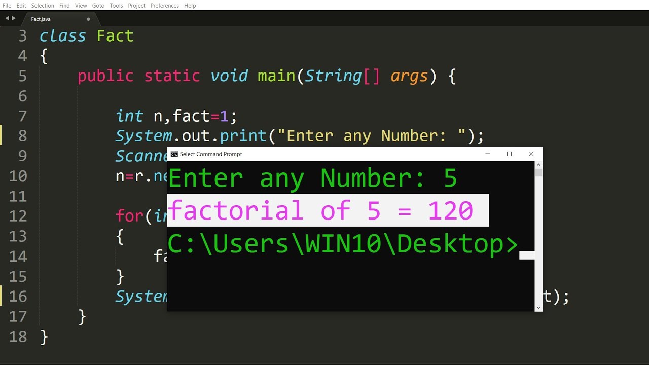 Java program to find Factorial of a Number | Learn Coding