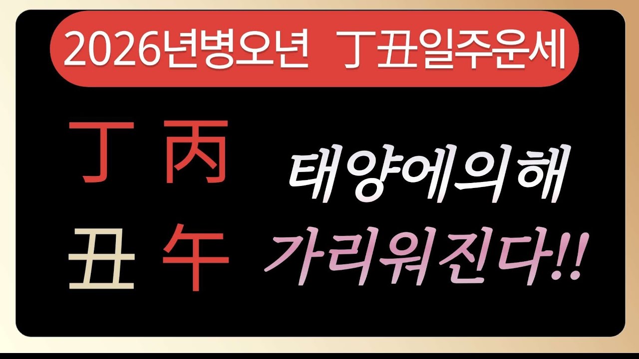 2026년병오년 정축(丁丑)일주운세!!#병오년운세#정화일간